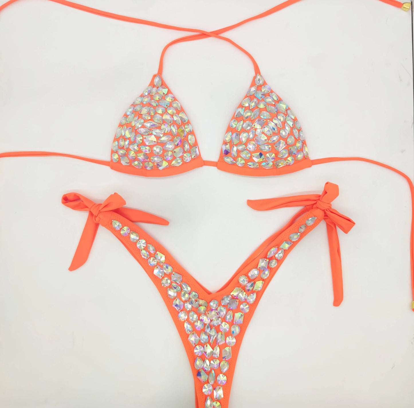 2020 venus vacation new style diamond bikini set bandage open swimwear push up rhinestone bling stones swimsuit sexy women swim