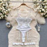 CHILLGIO Women Sexy Push Up Bodysuits Lingerie One Piece Bodycon Combination Catsuits Erotic Fashion Transparent Strappy Rompers