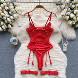 CHILLGIO Women Sexy Push Up Bodysuits Lingerie One Piece Bodycon Combination Catsuits Erotic Fashion Transparent Strappy Rompers