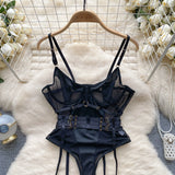 CHILLGIO Women Sexy Push Up Bodysuits Lingerie One Piece Bodycon Combination Catsuits Erotic Fashion Transparent Strappy Rompers