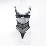 CHILLGIO Bodysuit Women Lingerie Luxury Party Overalls Slim One Pieces Transparent Combination Romper Black Sexy Strappy Catsuit