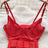 CHILLGIO Women Sexy Push Up Bodysuits Lingerie One Piece Bodycon Combination Catsuits Erotic Fashion Transparent Strappy Rompers