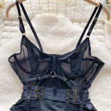 CHILLGIO Women Sexy Push Up Bodysuits Lingerie One Piece Bodycon Combination Catsuits Erotic Fashion Transparent Strappy Rompers