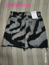 2023 Summer New Denim Skirts Women High Waist Personalized Pattern Jeans Mini Skirts Casual A-line Jupe Femme p366