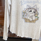 Modal Pajama Sets Sweet Cat Loose Long Sleeve Round Collar Bow Short T Shirt Women's Spring and Autumn Soft Sleepwear