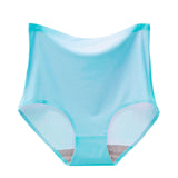 High Waist Ice Silk Seamless Panties Sexy Solid Color Underpants Breathable Microfiber Modis Briefs Ropa Interior Femenina