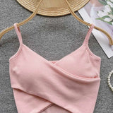 Irregular Casual Sport Camisole Women Strap Design Solid Fashion 2024 Y2K Elegant Ladies Chic Slim Tank Tops