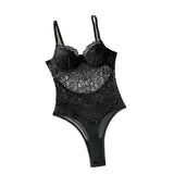 CHILLGIO Bodysuit Women Lingerie Luxury Party Overalls Slim One Pieces Transparent Combination Romper Black Sexy Strappy Catsuit