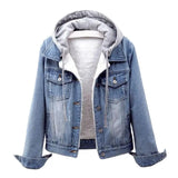 5xl Women Denim Chic Jacket Female Oversize Outerwear Loose Short Hooded Jeans Coat Big Pocket Tops 2024 Spring Autumn