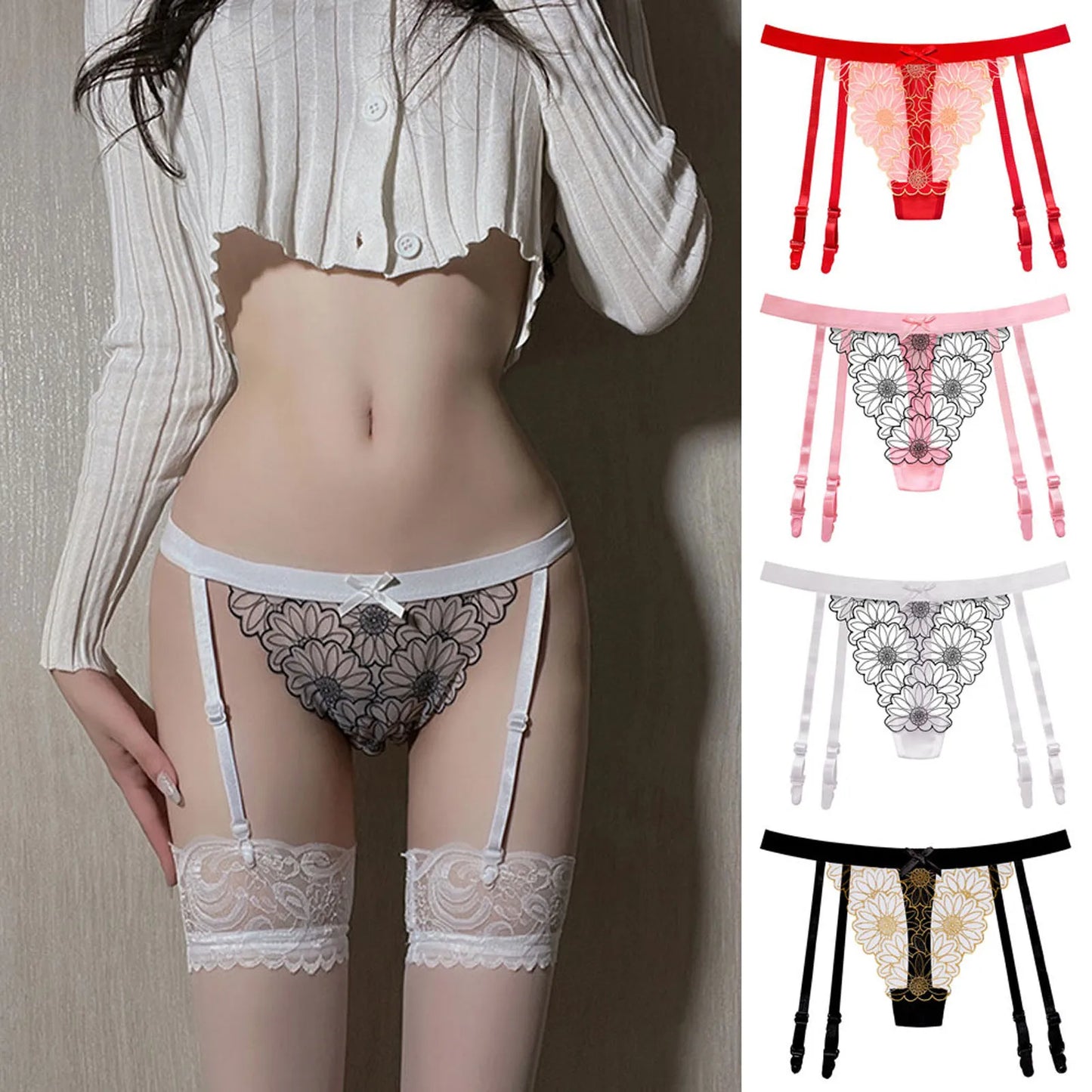 Women Underwear Thongs Lace Bikini Panties G String Thong Ladie Garter Belt Underwear Thong Women'S Seamless Underwear