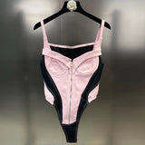 Fashion Women Zipper Denim Bodysuits Hollow Out Long Sleeve Skinny Bodysuit Rompers Blue Denim Short Jumpsuits Overalls Outfits