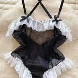 Jumpsuit Hot For Women Ruffles Lace Strappy Onesie Camis Porno Uniform Sheer Sensual Magdalyn Bodycon Bodysuits Transparent New