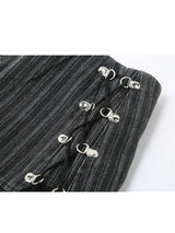 Y2k Pleated Skirt Women Sexy High Waist Grey Stripe Bandage Mini Skirts 2022 Summer New A Line Skirt Vintage Harajuku Streetwar