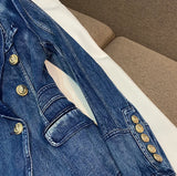 New Arrival Jeans Coat Double-breasted Long Sleeve Jacket Women Fashion Streetwear Denim Blazer