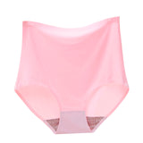 High Waist Ice Silk Seamless Panties Sexy Solid Color Underpants Breathable Microfiber Modis Briefs Ropa Interior Femenina