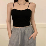 Women's Solid Sweet Camisole With Chest Pad Slimming Fit Fashion Yoga Sports Casual Versatile Cropped Top With Built In Bra