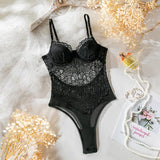 CHILLGIO Bodysuit Women Lingerie Luxury Party Overalls Slim One Pieces Transparent Combination Romper Black Sexy Strappy Catsuit