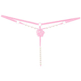 Low Waist Women'S Thong Hollow Out Sexy Panties Tassel Mesh Pearl Thongs Crochet Lace Up G String Lingerie Seamless T Pants