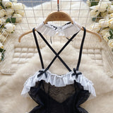 Jumpsuit Hot For Women Ruffles Lace Strappy Onesie Camis Porno Uniform Sheer Sensual Magdalyn Bodycon Bodysuits Transparent New