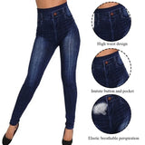 Women Denim Leggings Fashion Slim Leggings Faux Jeans Leggings Stretch Leggins Pants Summer Breeches Multiple Sizes