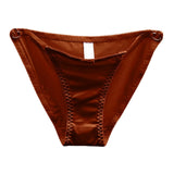 French Sweet Sexy Hollow Out Underwear For Women Low Waist Seamless Panties Satin Pure Color Ladies plus Size Underwear Briefs