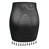 Black Ruffle Trim Sheer Beach Skirt Mesh Cover Up Skirt Beach Wrap Bikini Shiny Wraps Tassel Cover Ups for Swimwear Swimsuit