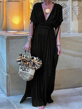 Deep V Neck Short Sleeve High Split Crochet Knitted Tunic Beach Cover Up Cover-ups Beach Dress Beach Wear Beachwear Female K5646