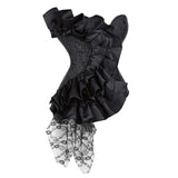 Black Bustiers And Corset Top Ruffle Lace Decoration Gothic Waist Trainer Body Shaper Sexy Overbust Corsets