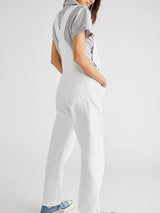 Women Spring Casual Wide Leg Denim Jumpsuits Loose Wide Strap Suspender Pocket Overalls Baggy Long Jeans Bib Pants Rompers