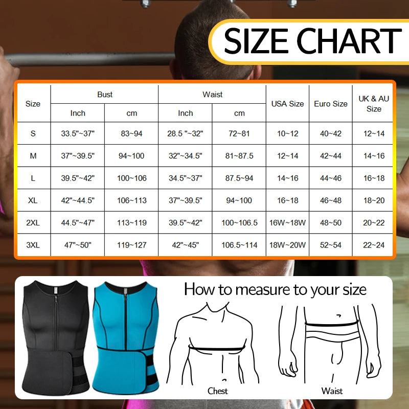 Mens Waist Trainer Vest Slimming Body Shaper Compression Shirt Workout Tank Top Shapewear Fitness Undershirt Fat Burn Sauna Suit