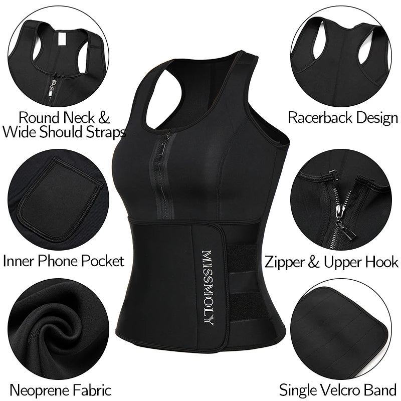 Mens Waist Trainer Vest Slimming Body Shaper Compression Shirt Workout Tank Top Shapewear Fitness Undershirt Fat Burn Sauna Suit