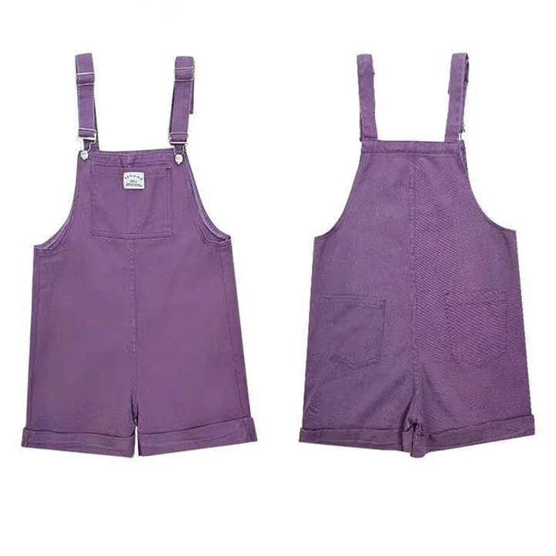 HI-FASHION Summer Vintage Purple Jean Jumpsuit Women Cotton Wide Legs Bib Female Overalls Woman Personality Denim Rompers