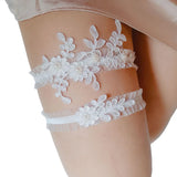 SLBRIDAL Sexy Lace Flower Crystal Rhinestones Pearls Bridal Garter Belts Wedding Thigh Leg Garter Ring For Women/Female/Bride