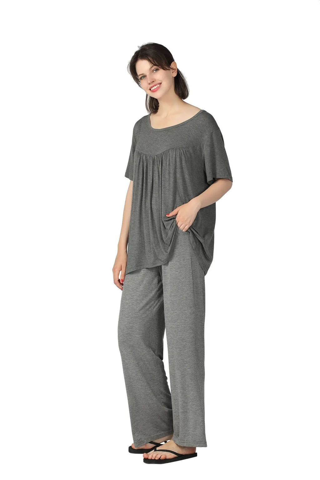 PLSU SIZE 3XL 4XL 5XL 6XL 7XL Women Pajamas Set Nightwear Casual Soft Sleepwear Elastic Cotton Sleep Set Home Clothes Negligee