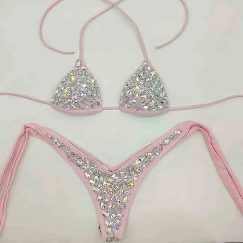 2020 venus vacation new style diamond bikini set bandage open swimwear push up rhinestone bling stones swimsuit sexy women swim