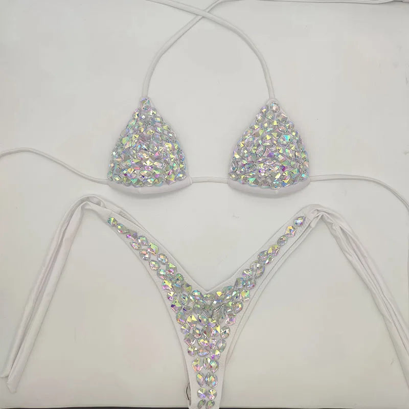 2020 venus vacation new style diamond bikini set bandage open swimwear push up rhinestone bling stones swimsuit sexy women swim