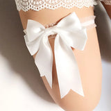 SLBRIDAL Sexy Lace Flower Crystal Rhinestones Pearls Bridal Garter Belts Wedding Thigh Leg Garter Ring For Women/Female/Bride