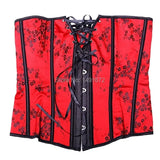 Corset Top Plus Size Sexy Lingerie Women Bustier Strap Embroidery Flower Overbust Corselet Vintage Fairy Burlesque Red Black