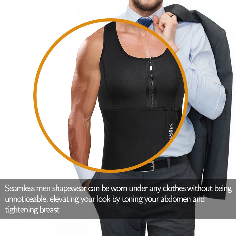 Mens Waist Trainer Vest Slimming Body Shaper Compression Shirt Workout Tank Top Shapewear Fitness Undershirt Fat Burn Sauna Suit