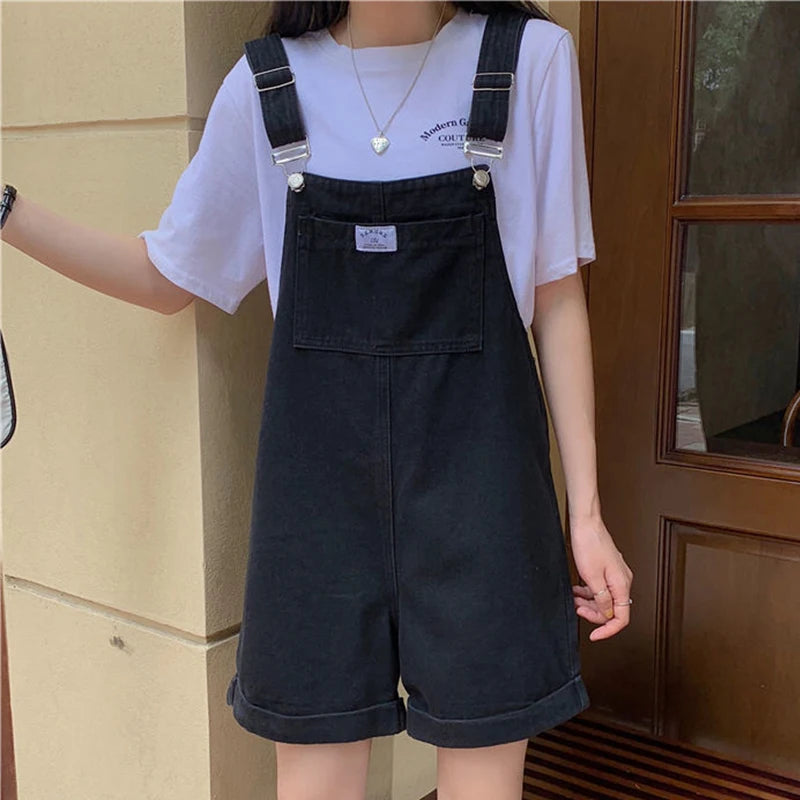 HI-FASHION Summer Vintage Purple Jean Jumpsuit Women Cotton Wide Legs Bib Female Overalls Woman Personality Denim Rompers