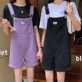 HI-FASHION Summer Vintage Purple Jean Jumpsuit Women Cotton Wide Legs Bib Female Overalls Woman Personality Denim Rompers