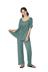 PLSU SIZE 3XL 4XL 5XL 6XL 7XL Women Pajamas Set Nightwear Casual Soft Sleepwear Elastic Cotton Sleep Set Home Clothes Negligee