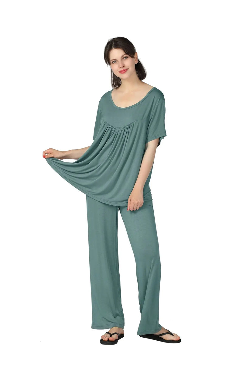 PLSU SIZE 3XL 4XL 5XL 6XL 7XL Women Pajamas Set Nightwear Casual Soft Sleepwear Elastic Cotton Sleep Set Home Clothes Negligee