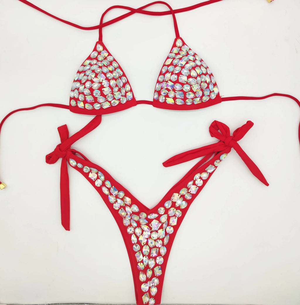 2020 venus vacation new style diamond bikini set bandage open swimwear push up rhinestone bling stones swimsuit sexy women swim