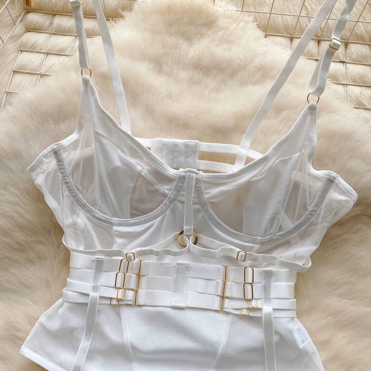 CHILLGIO Women Sexy Push Up Bodysuits Lingerie One Piece Bodycon Combination Catsuits Erotic Fashion Transparent Strappy Rompers