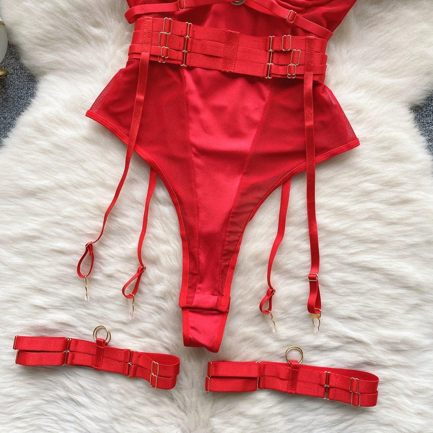 CHILLGIO Women Sexy Push Up Bodysuits Lingerie One Piece Bodycon Combination Catsuits Erotic Fashion Transparent Strappy Rompers