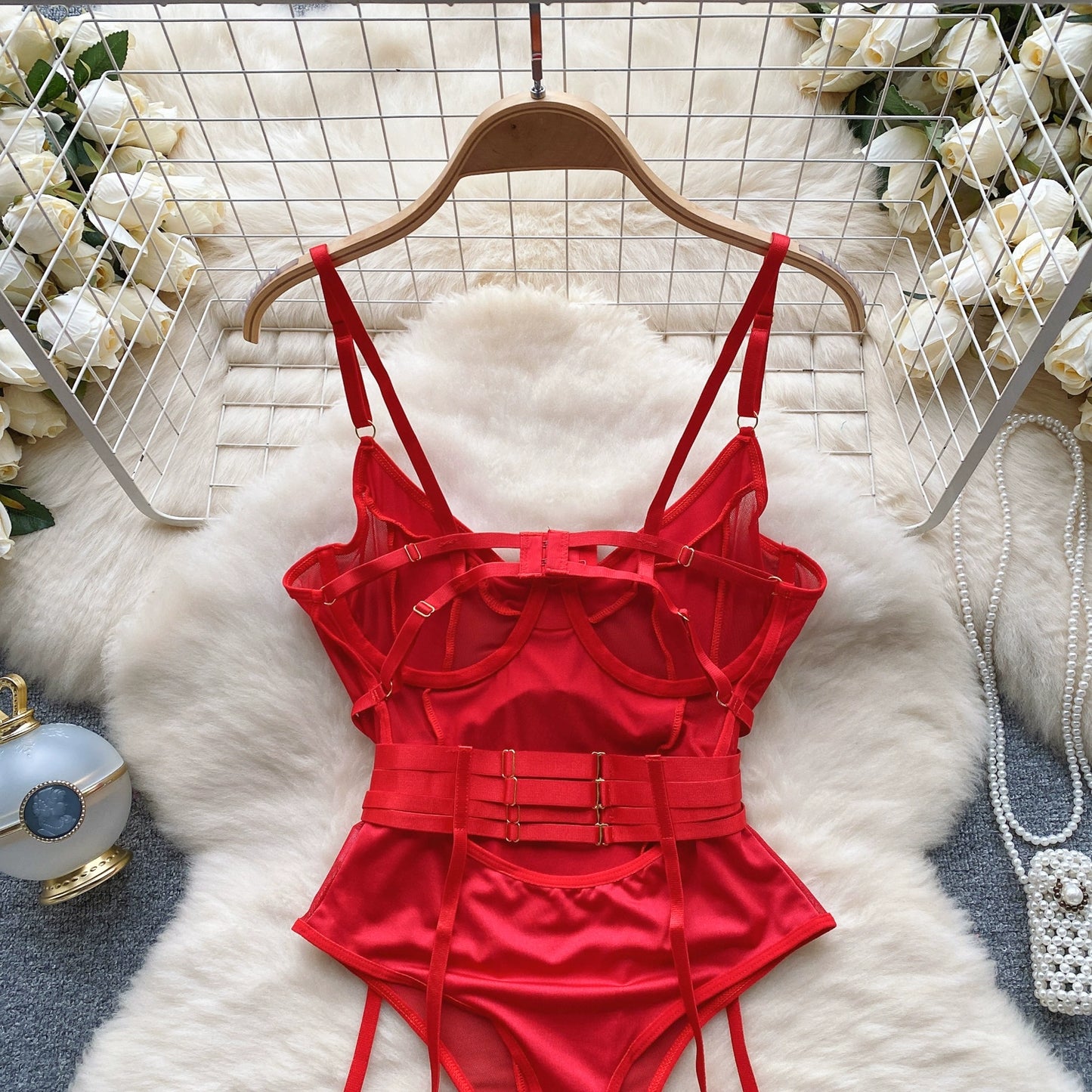 CHILLGIO Women Sexy Push Up Bodysuits Lingerie One Piece Bodycon Combination Catsuits Erotic Fashion Transparent Strappy Rompers