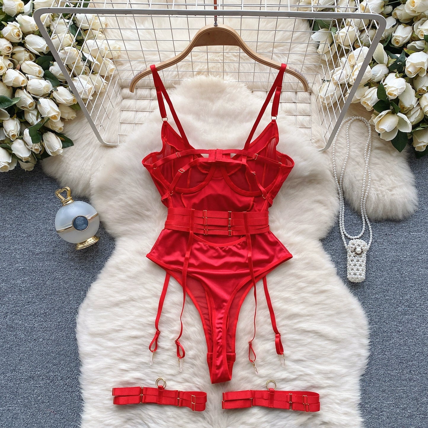 CHILLGIO Women Sexy Push Up Bodysuits Lingerie One Piece Bodycon Combination Catsuits Erotic Fashion Transparent Strappy Rompers