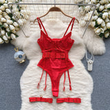 CHILLGIO Women Sexy Push Up Bodysuits Lingerie One Piece Bodycon Combination Catsuits Erotic Fashion Transparent Strappy Rompers