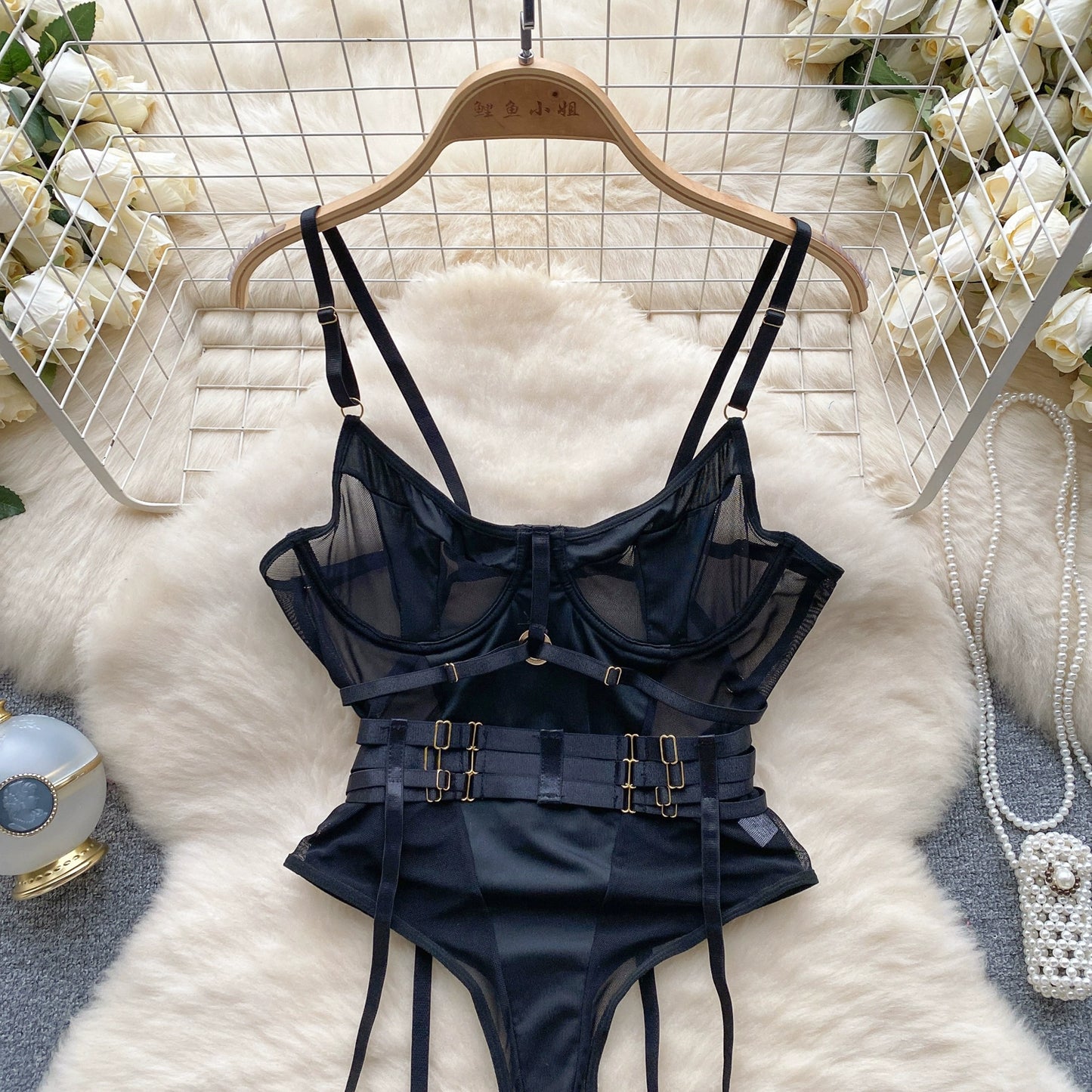 CHILLGIO Women Sexy Push Up Bodysuits Lingerie One Piece Bodycon Combination Catsuits Erotic Fashion Transparent Strappy Rompers